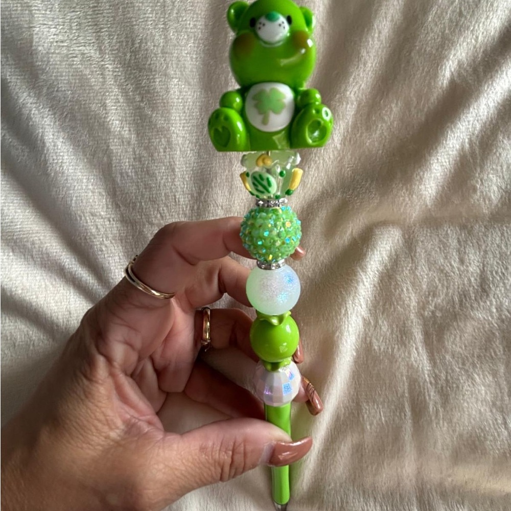 Green Care bear Beaded Pen!